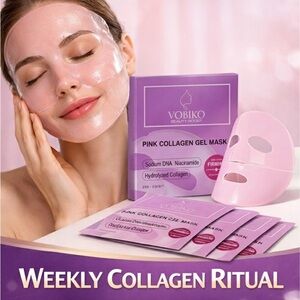 VOBIKO Pink Collagen Salmon PDRN Gel Mask, 2-Piece Glass Skin Hydrating 4 Sheets